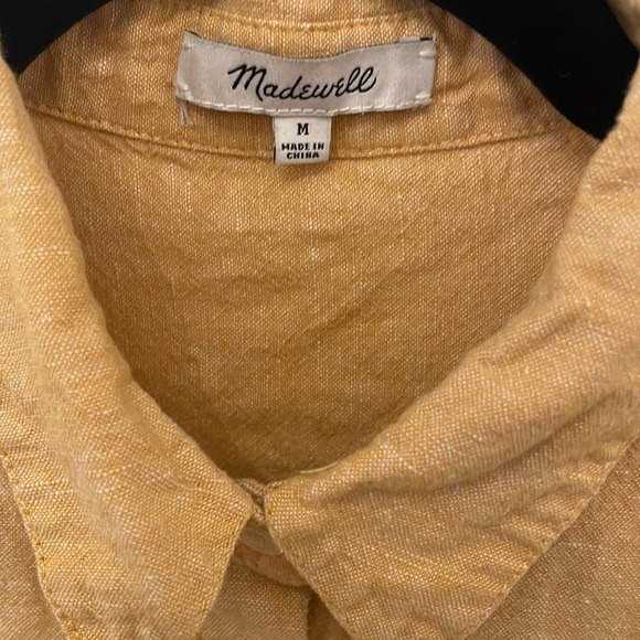 still for sale! Madewell linen/cotton button up yellow tie shirt - Picture 3 of 4